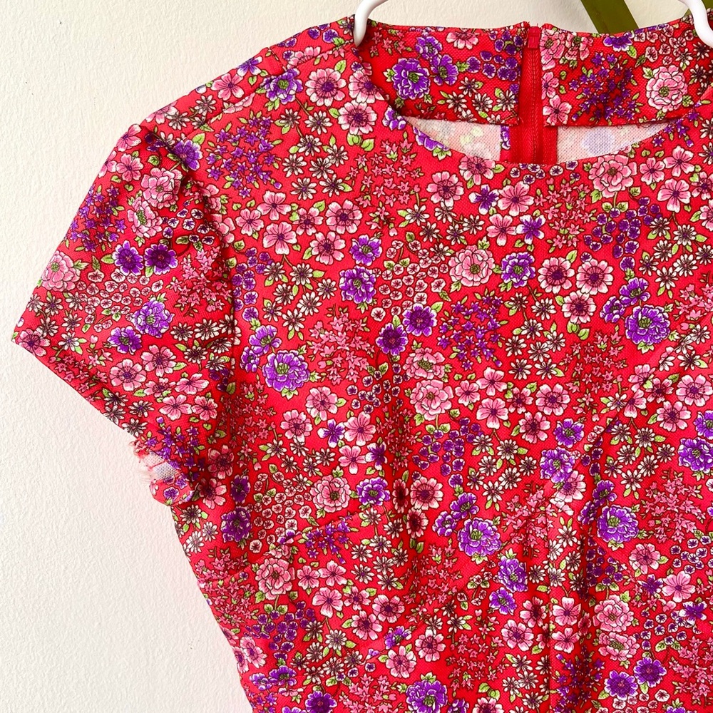 60s Vintage 🌸 Handmade Flower Power A-Line Dress - Picture 3 of 4